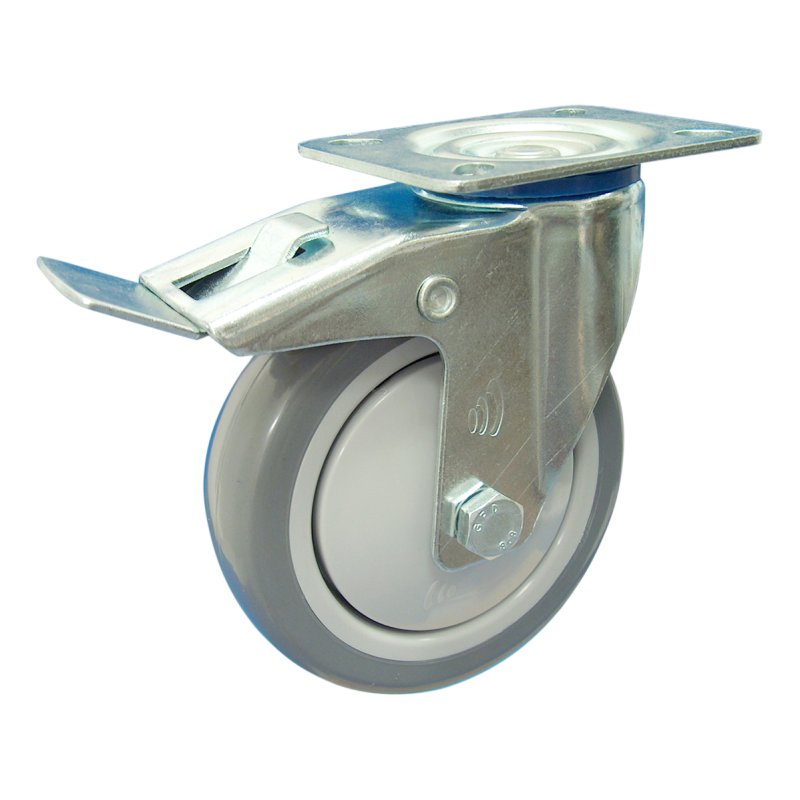 zwenkwiel geremd 125mm serie 36 ᠆ 15 plaatbevestiging kogellager