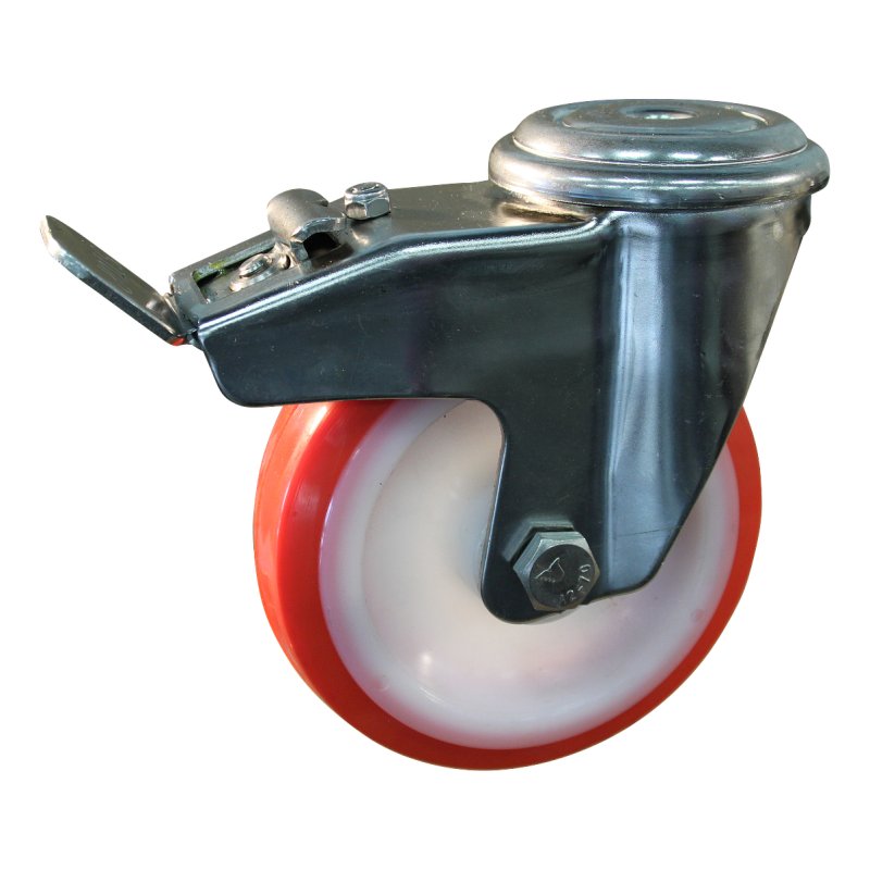 Lenkrolle mit Feststeller 125mm serie 27 ᠆ 31 Rückenloch Rollenlager Edelstahl