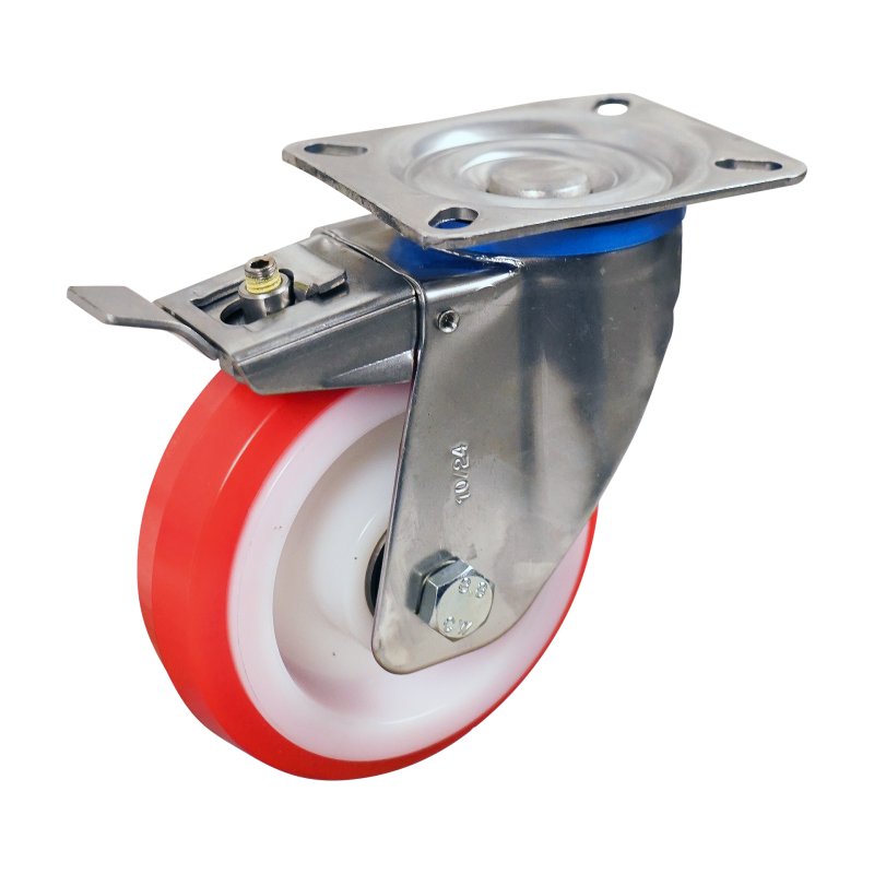 zwenkwiel geremd 125mm serie 27 ᠆ 31 plaatbevestiging RVS kogellager