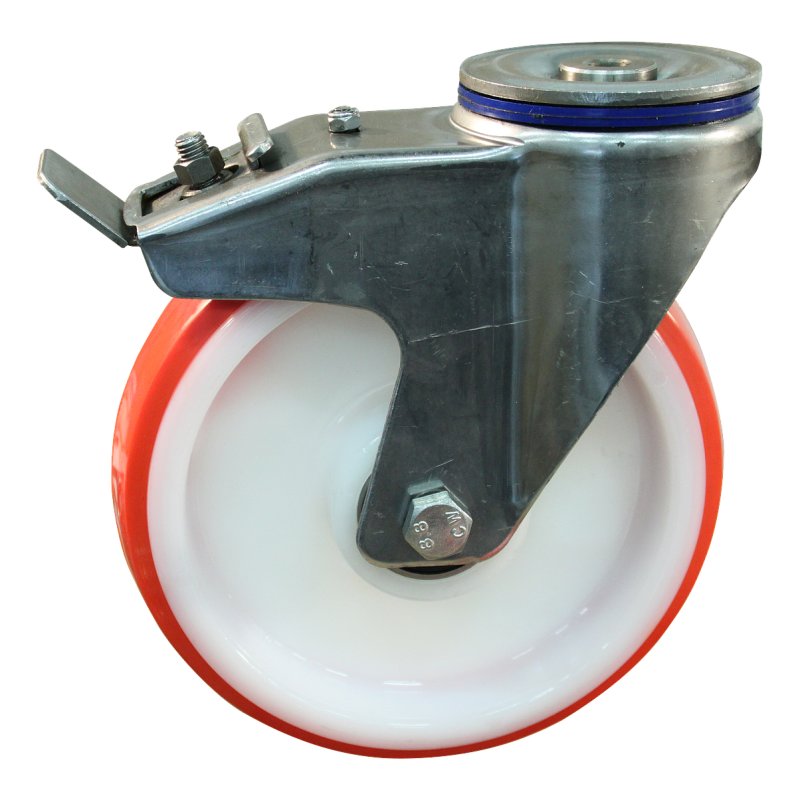 zwenkwiel geremd 200mm serie 27 ᠆ 31 boutgat RVS kogellager