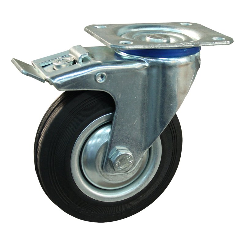 swivel castor with brake 100mm series 02 ᠆ 12 plate mounting konus-kogellager