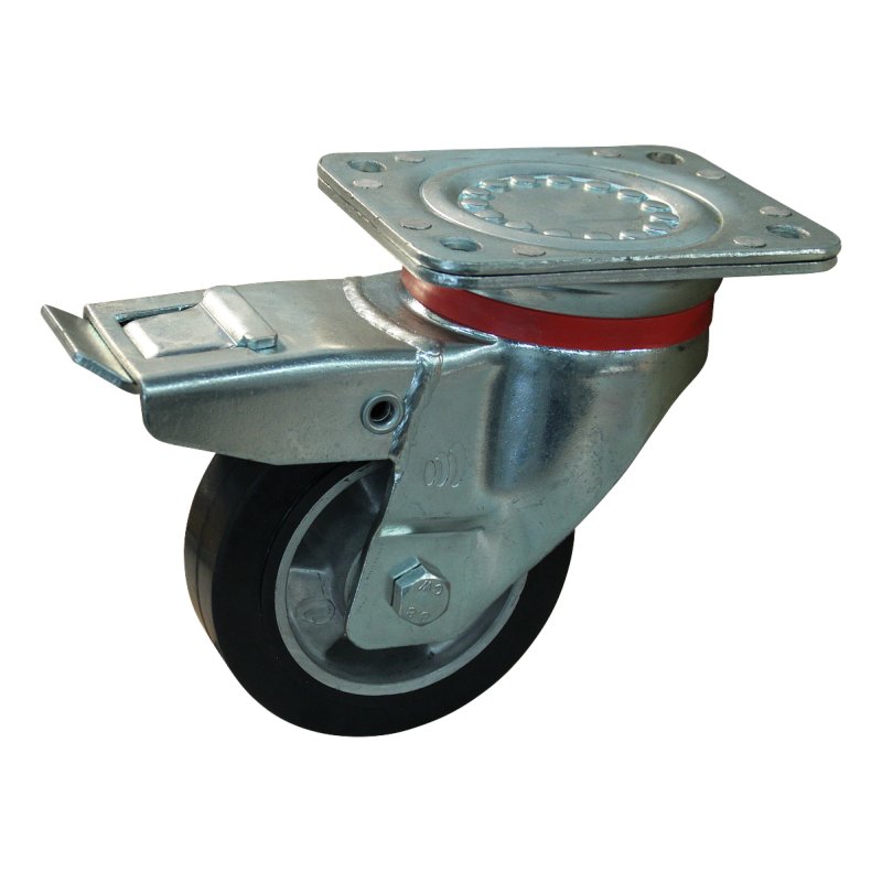 swivel castor with brake 125mm series 10 ᠆ 17 plate mounting ball bearing