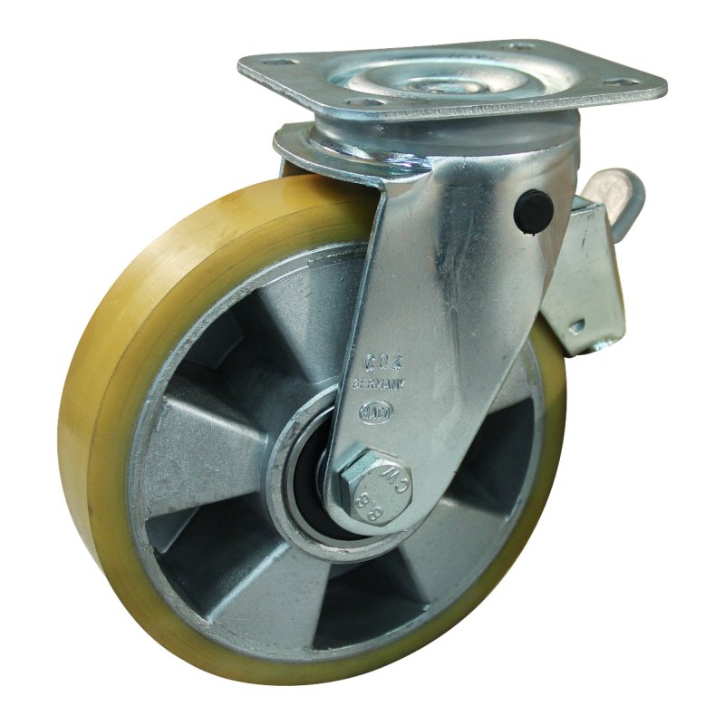swivel castor with brake 150mm series 29 ᠆ 11 plate mounting ball bearing