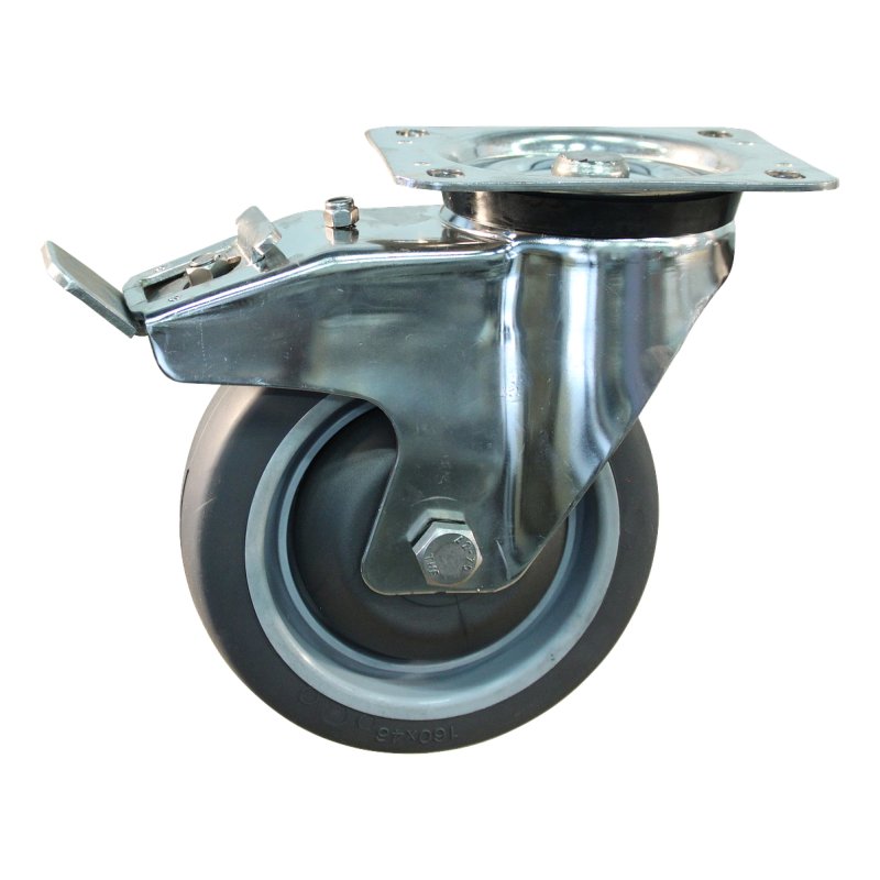 swivel castor with brake 160mm serie 19 ᠆ 31 plate mounting Stainless steel ball bearing