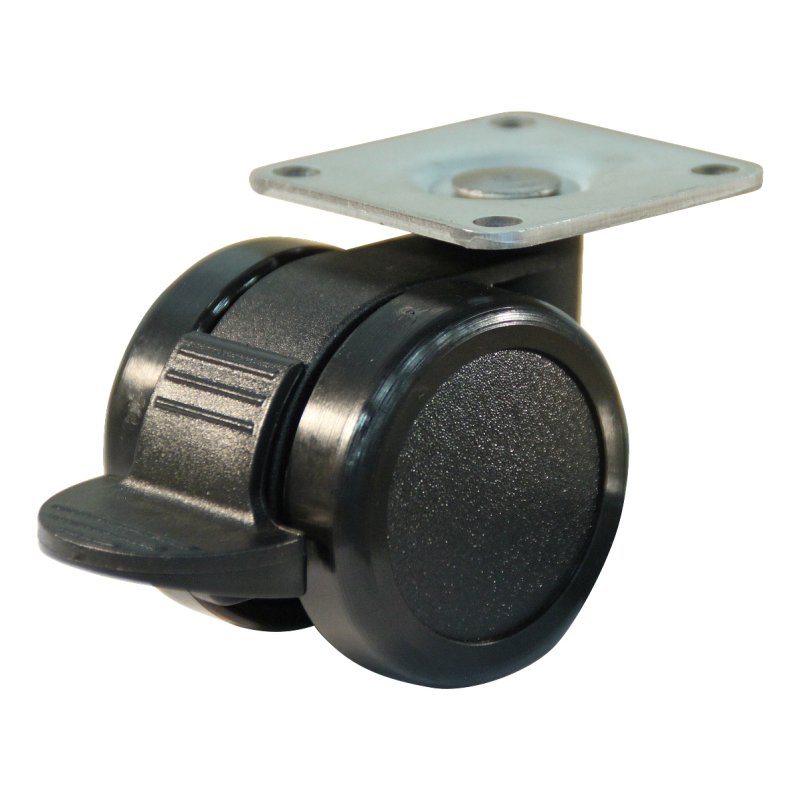 Lenkrolle mit Feststeller 42mm Serie 65 - 73 Plattenbefestigung Gleitlager