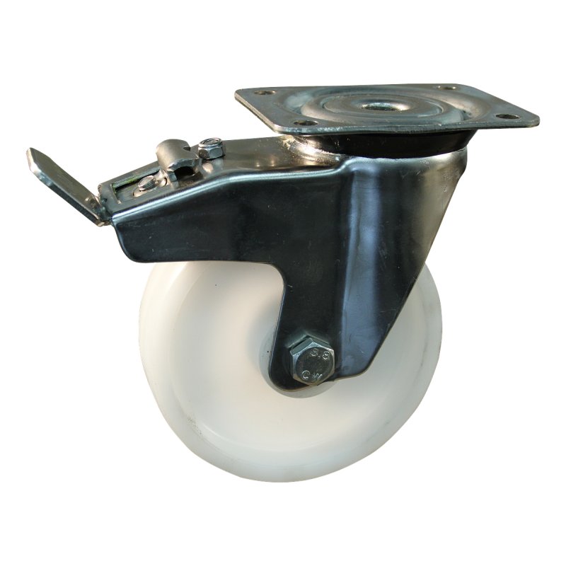 roulette pivotante avec frein 125mm serie 34 ᠆ 31 montage de la plaque roulement à aiguilles éxécution inox