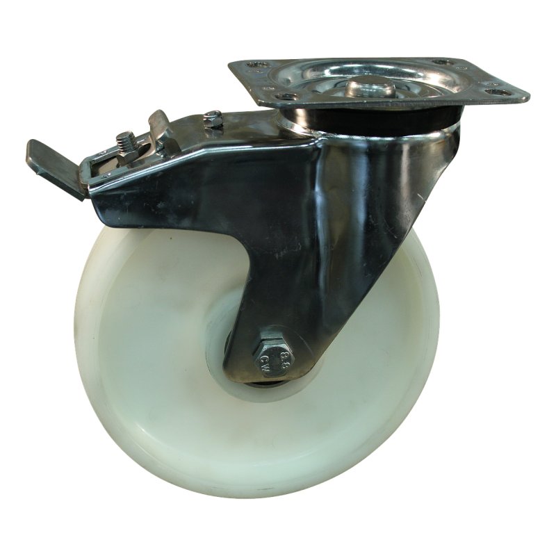 Lenkrolle mit Feststeller 200mm serie 34 ᠆ 31 Plattenbefestigung Kugellager aus rostfreiem Stahl