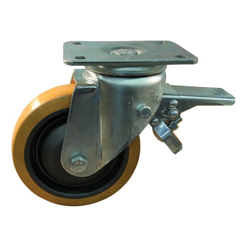 swivel castor with brake 160mm serie 21 ᠆ 32 plate mounting ball bearing