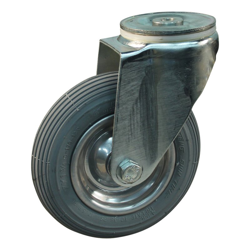 swivel castor 7x1 3/4 (175x45) 1.25x3.8 (200x50) ET0 NL60mm steel C-179 silver grey 15 bolt hole roller bearing