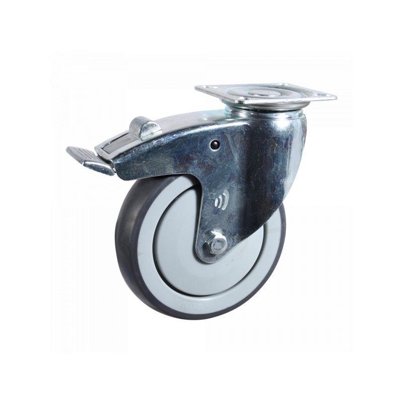 swivel castor with brake 150mm series 69-61 plate mounting ball bearing
