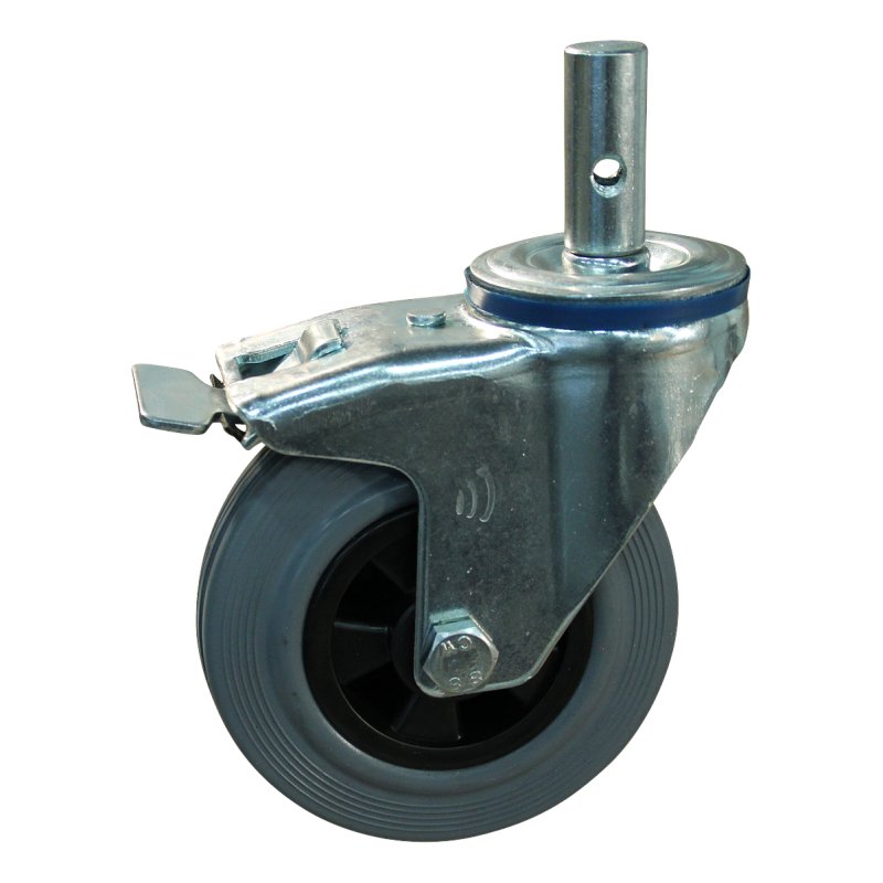 swivel castor with brake 100mm series 11 ᠆ 15 pin plain bore