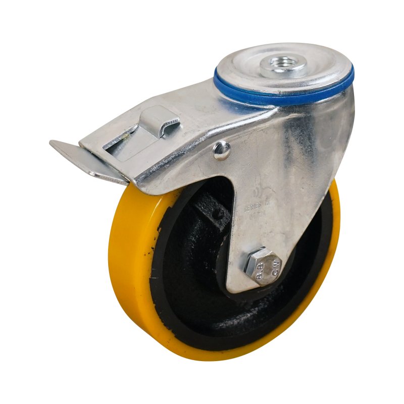Lenkrolle mit Feststeller 125mm serie 28 ᠆ 15 Rückenloch Kugellager