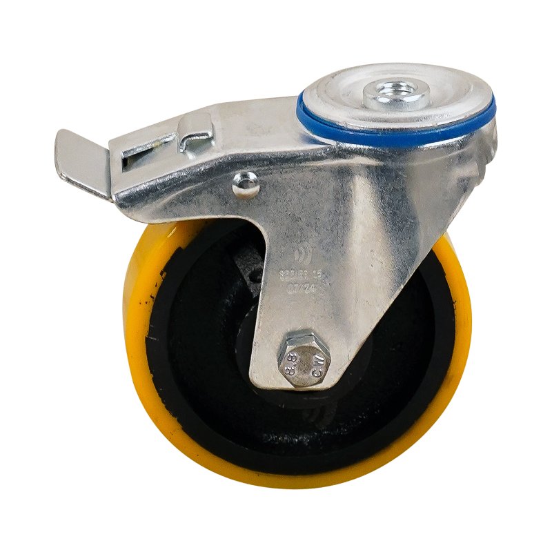 Lenkrolle mit Feststeller 125mm serie 28 ᠆ 15 Rückenloch Kugellager