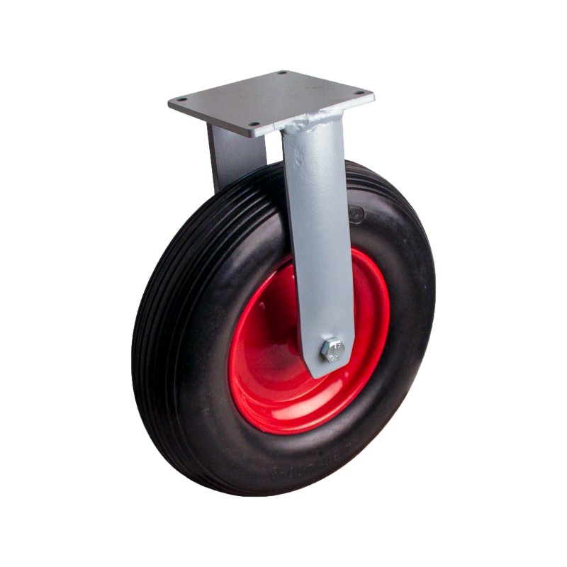 wheel + solid tyre + roller bearing Ø25 NL75mm steel red 4.00x8 line 2.50Ax8 20 plate mounting roller bearing