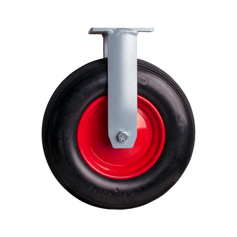 wheel + solid tyre + roller bearing Ø25 NL75mm steel red 4.00x8 line 2.50Ax8 20 plate mounting roller bearing