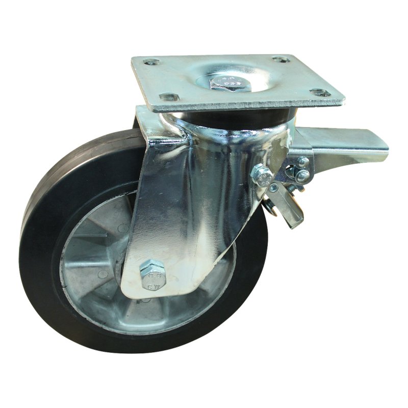 swivel castor with brake 250mm series 10 ᠆ 32 plate mounting ball bearing