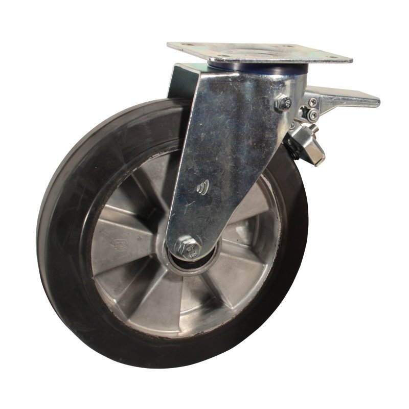 swivel castor with brake 250mm series 10 ᠆ 12 plate mounting ball bearing