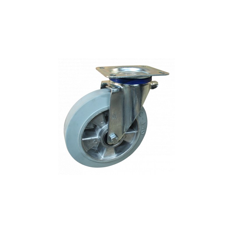 swivel castor 160mm series 12 ᠆ 12 plaatbevestiging met uitsparing richtingvastzetter ball bearing