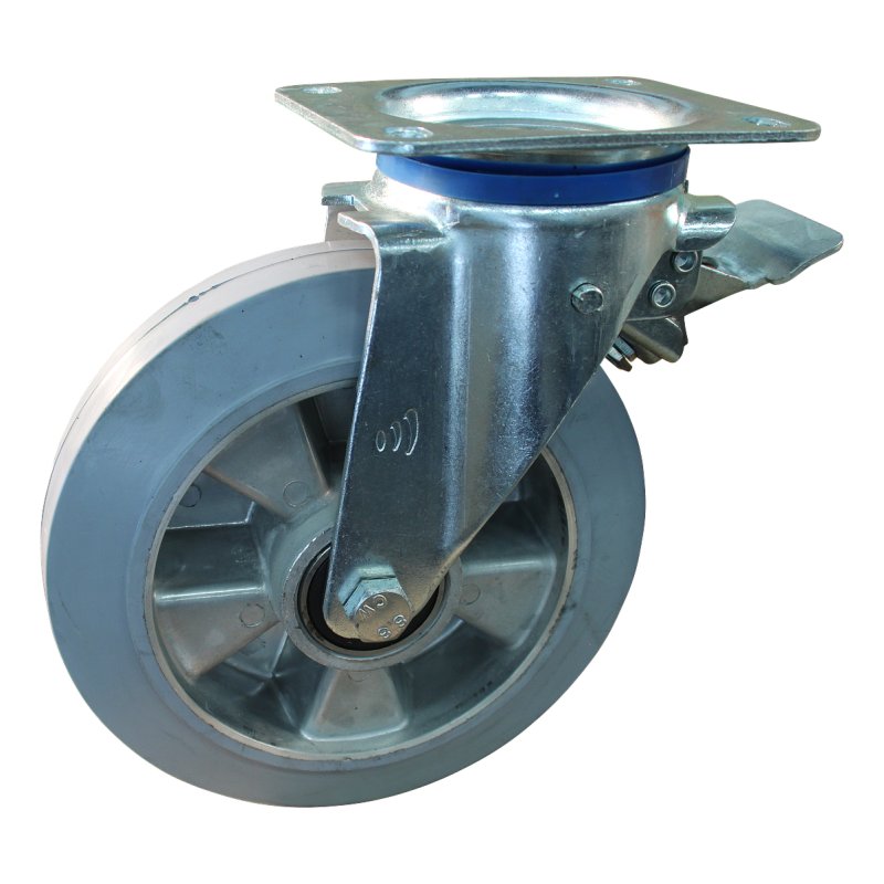 zwenkwiel geremd 200mm serie 12 ᠆ 12 plaatbevestiging met uitsparing richtingvastzetter kogellager