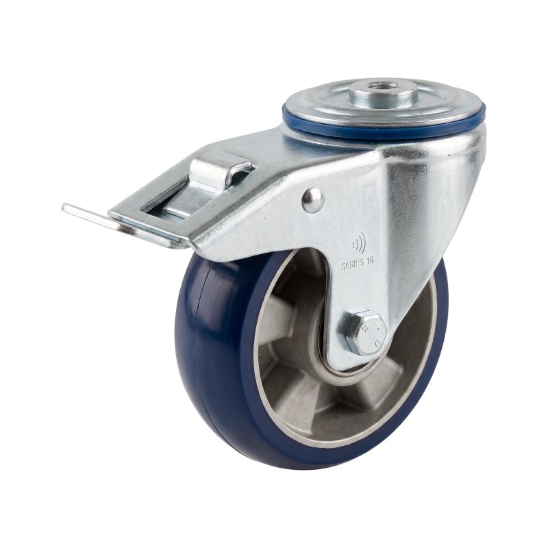 swivel castor with brake 125mm series 03 ᠆ 15 bolt hole ball bearing