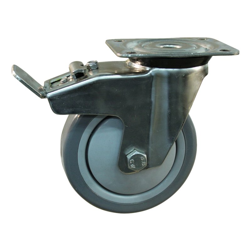 zwenkwiel geremd 100mm serie 36 ᠆ 31 plaatbevestiging kogellager