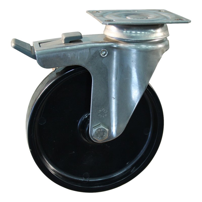 swivel castor with brake 75mm serie 65 ᠆ 37 plate mounting plain bore