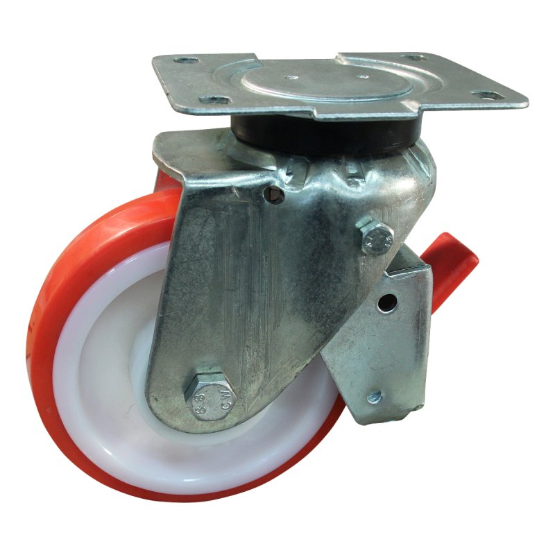 Lenkrolle mit Feststeller 150mm serie 27 ᠆ 14 Plattenbefestigung Kugellager