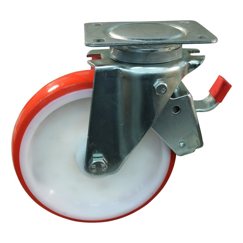roulette pivotante avec frein 175mm série 27 ᠆ 14 montage de la plaque palier lisse