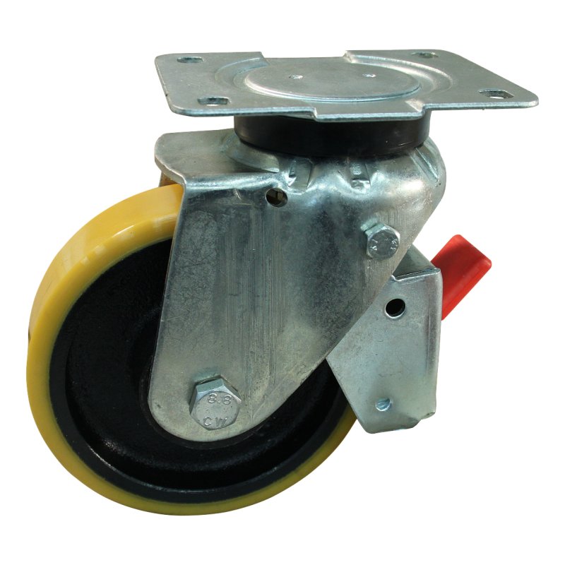Lenkrolle mit Feststeller 150mm serie 28 ᠆ 14 Plattenbefestigung Kugellager