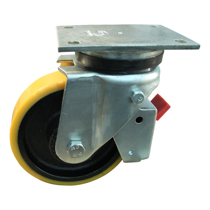 Lenkrolle mit Feststeller 150mm serie 28 ᠆ 14 Plattenbefestigung Kugellager