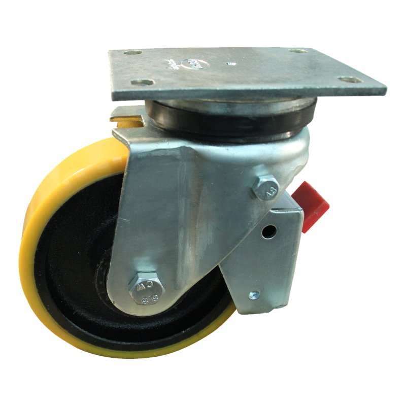 swivel castor with brake 250mm series 28 ᠆ 14 plate mounting ball bearing