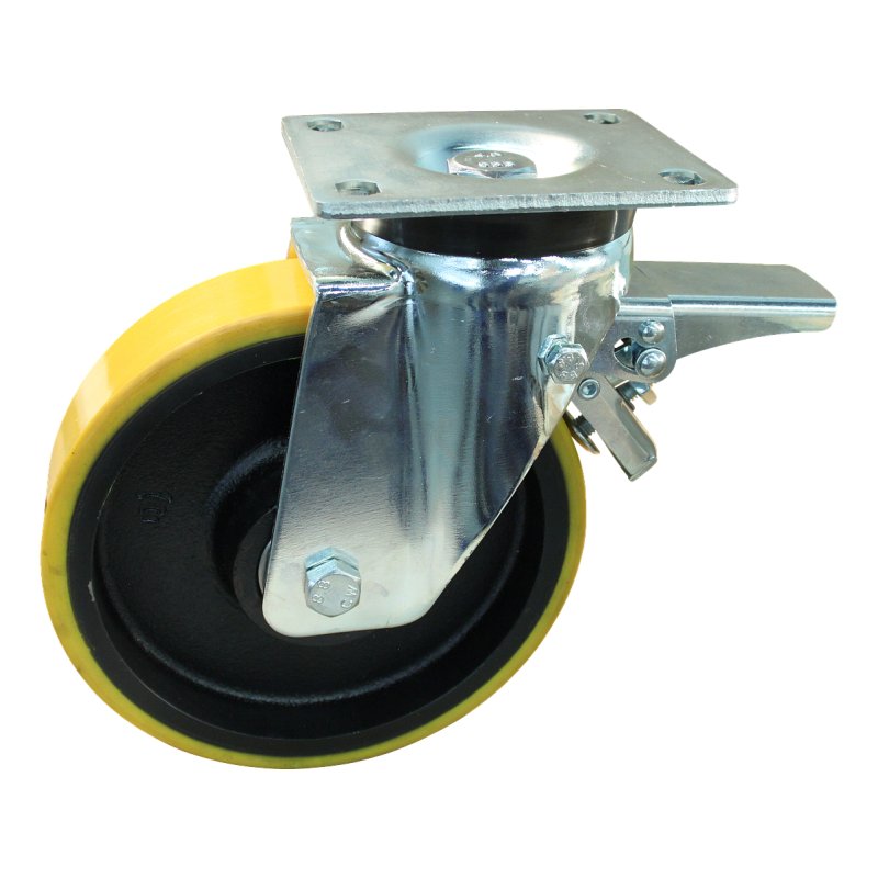 Lenkrolle mit Feststeller 200mm serie 28 ᠆ 19 Plattenbefestigung Kugellager