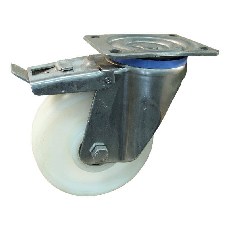 Lenkrolle mit Feststeller 150mm serie 34 ᠆ 35 Plattenbefestigung Kugellager aus rostfreiem Stahl