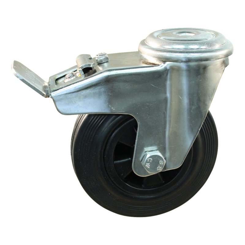 Lenkrolle mit Feststeller 160mm Serie 01 ᠆ 31 Rückenloch Rollenlager Edelstahl