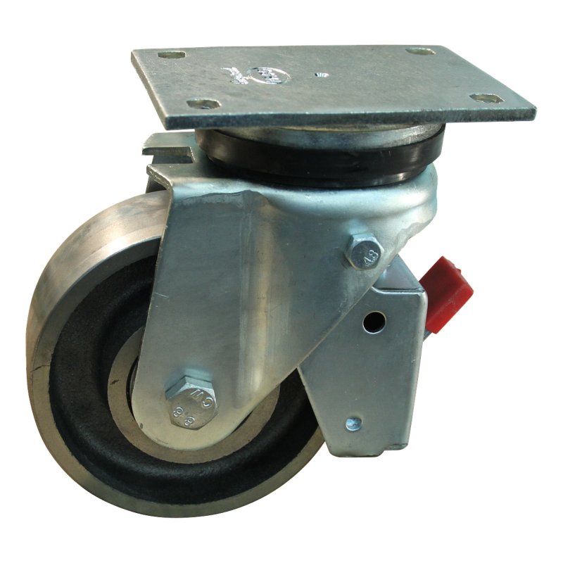 swivel castor with brake 150mm serie 45 ᠆ 14 plate mounting ball bearing