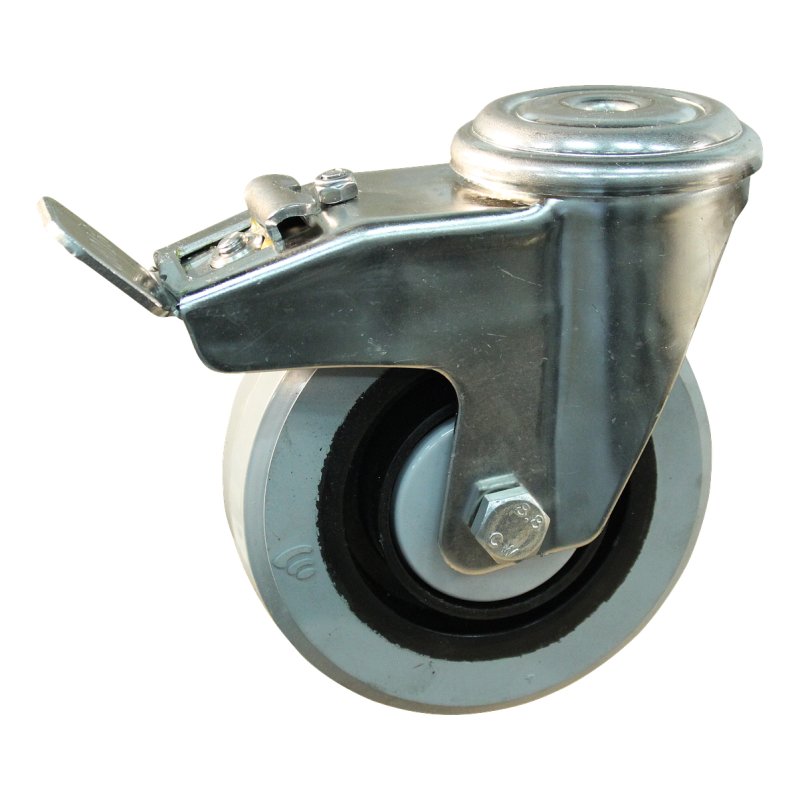 swivel castor with brake 100mm series 14 ᠆ 31 bolt hole Stainless steel ball bearing