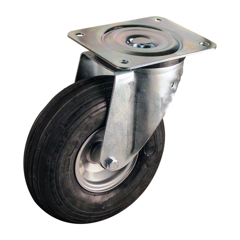 swivel castor 3.00-4 2.10x4 ET0 NL69mm steel V-5501 grey 91 plate mounting roller bearing