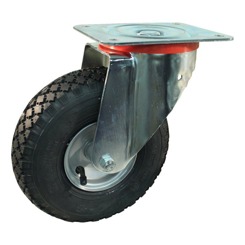 zwenkwiel 3.00-4 2.10x4 ET0 NL69mm staal V-6605 grijs 91 plaatbevestiging rollager