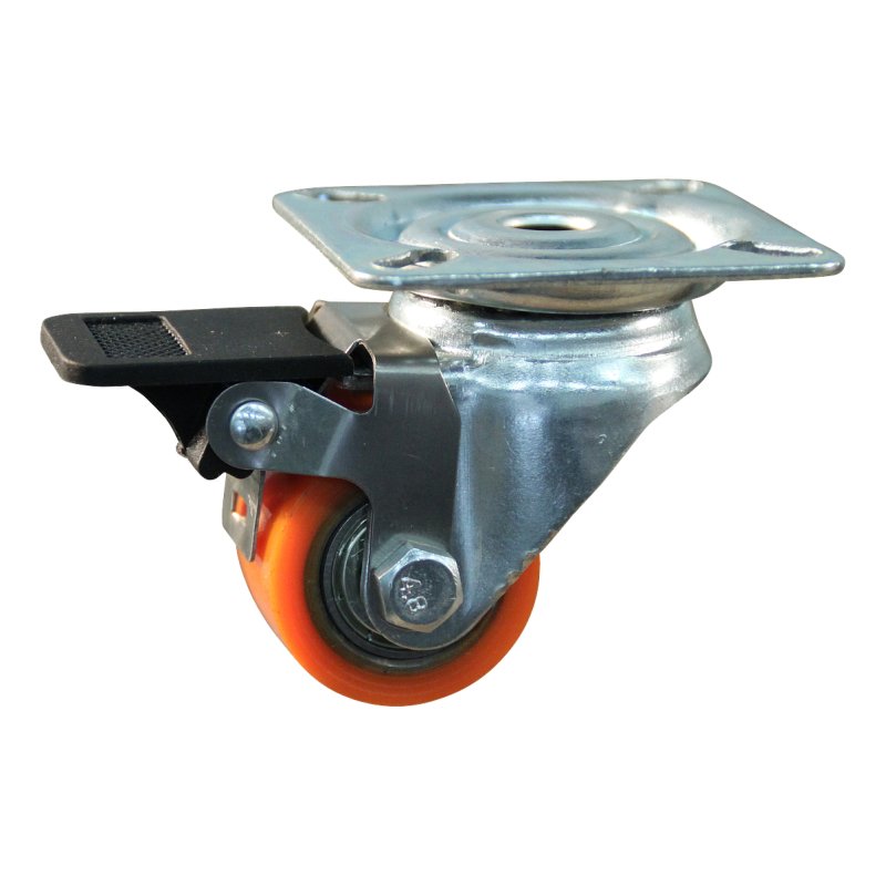 swivel castor with brake 35mm series 28-23 plate mounting ball bearing