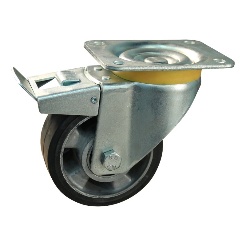 Lenkrolle mit Feststeller 160mm Serie 10 ᠆ 16 Plattenbefestigung Kugellager