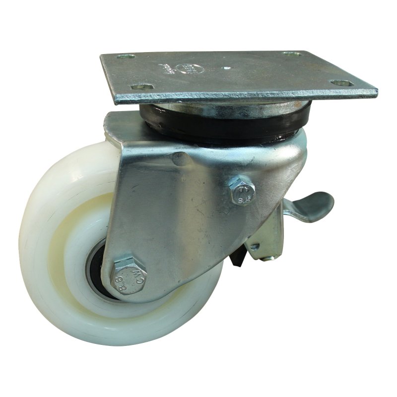 swivel castor with brake 125mm serie 33 ᠆ 14 plate mounting ball bearing