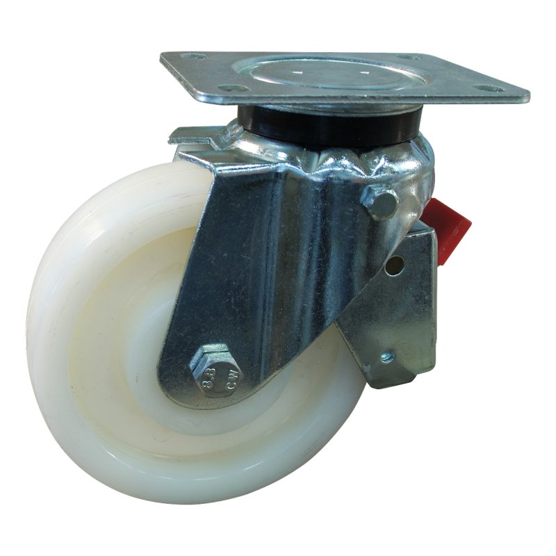 Lenkrolle mit Feststeller 150mm serie 33 ᠆ Plattenbefestigung Gleitlager