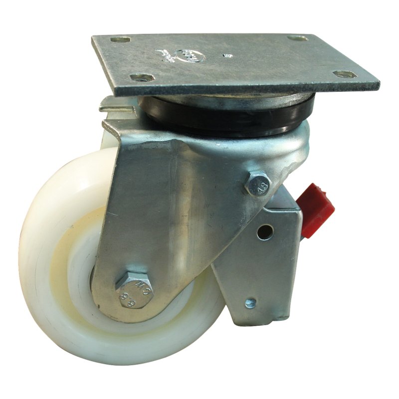 swivel castor with brake 150mm serie 33 ᠆ 14 plate mounting ball bearing
