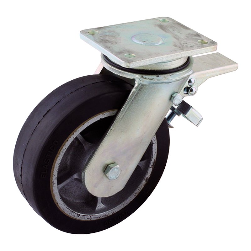 swivel castor with brake 200mm series 04 ᠆ 22 plate mounting ball bearing
