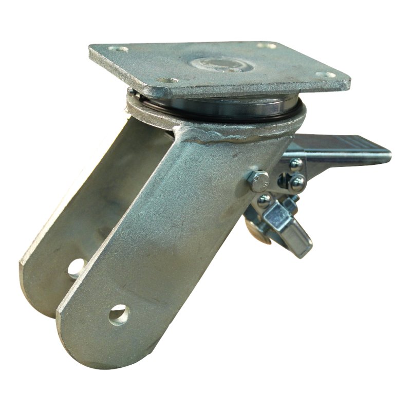 swivel castor with brake 200mm series 04 ᠆ 22 plate mounting ball bearing