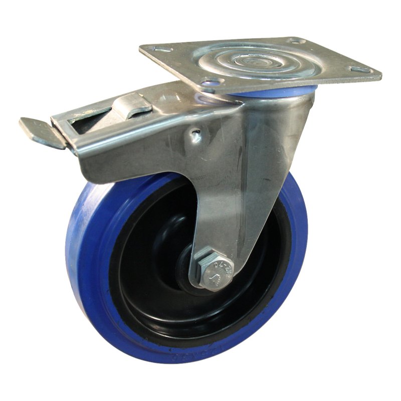 zwenkwiel geremd 100mm serie 13 ᠆ 30 plaatbevestiging rollager