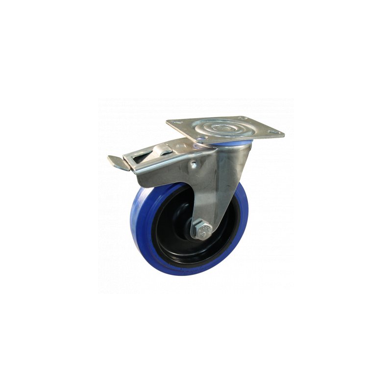 Lenkrolle mit Feststeller 80mm Serie 13 ᠆ 30 Plattenbefestigung Rollenlager