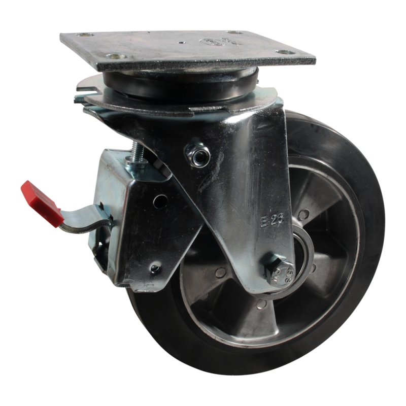 Lenkrolle mit Feststeller 200mm Serie 10 ᠆ 14 plaatbevestiging met uitsparing richtingvastzetter Kugellager