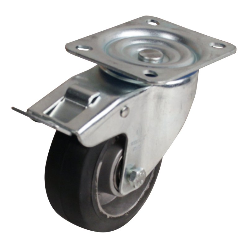 zwenkwiel geremd 100mm serie 10 ᠆ 15 plaatbevestiging kogellager