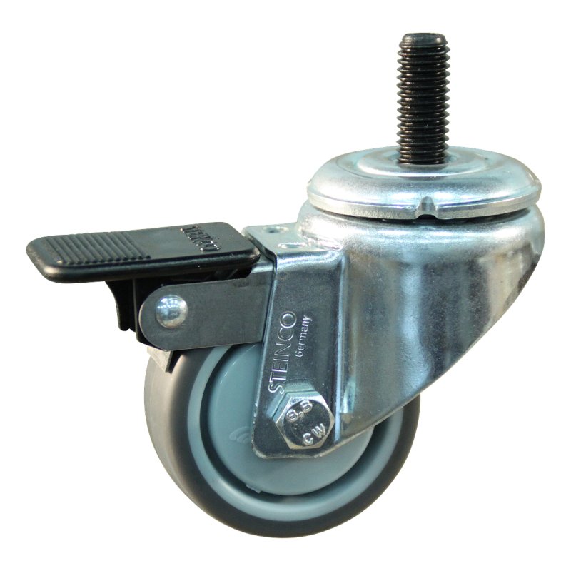 swivel castor with brake 50mm serie 68 ᠆ 40 draadstift M10 ball bearing